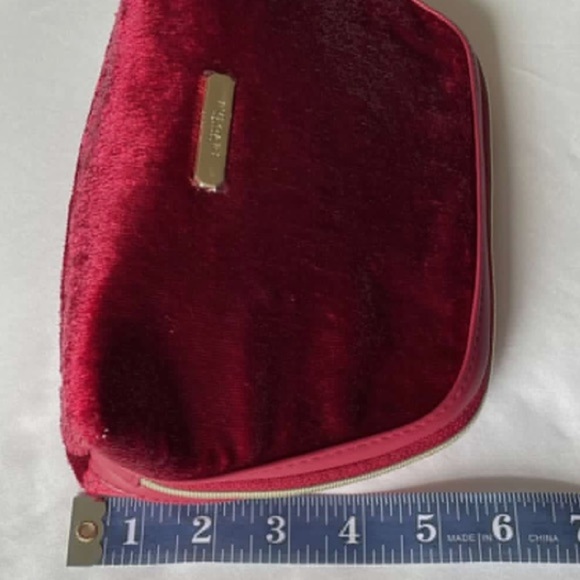 BVLGARI cosmetic or travel bag in a crimson red and gold hardware. NWOT - Picture 11 of 12
